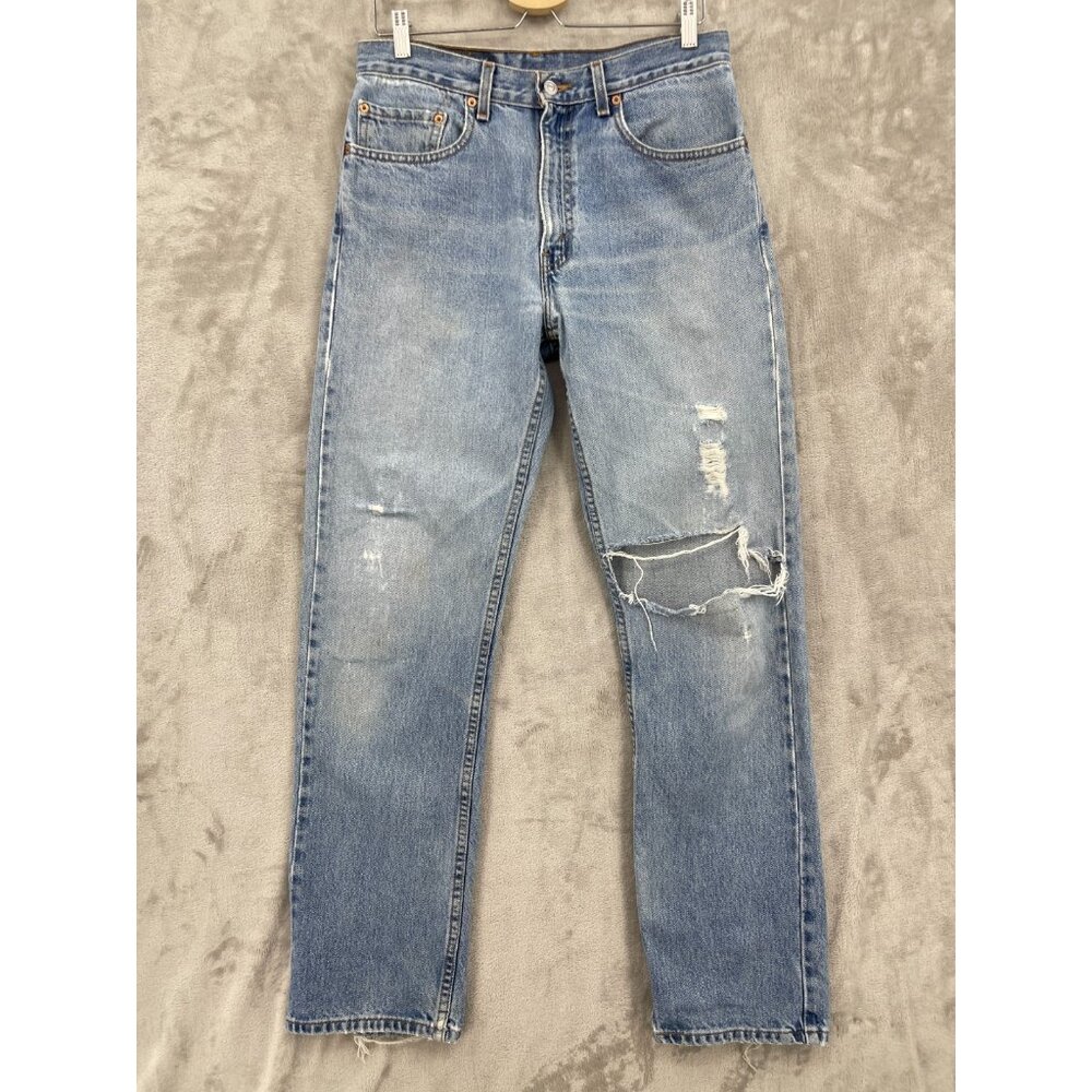 Levi's 505 Vintage 90s 32x32 Distressed Regular Fit Straight Leg Jeans